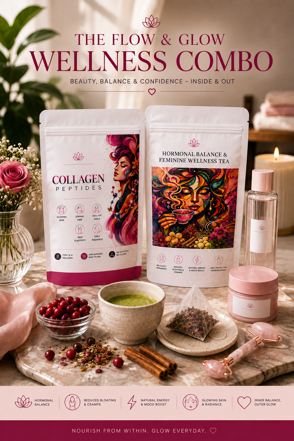 Flow & Glow Tea + Collagen Peptides